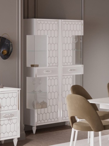 Шкаф 2-дверный Мария (белый с серебром)