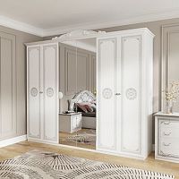 Шкаф 6-х дверный с зеркалами Грация (белый/серебро глянец)