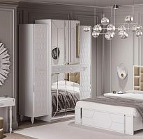 Шкаф для одежды 4-дверный Мария (белый с серебром)