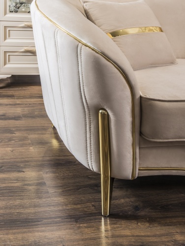 Диван Лара 3х местный бежевый золото фото 7