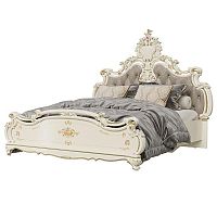 Кровать двуспальная Шейх, 180×200 см., мягкое красное изголовье, капитоне, МДФ, ППУ (слоновая кость)