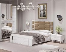 Кровать двуспальная 1.6 м. Мария (велюр коричневый с серебром)