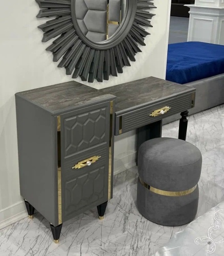 Стол туалетный Мария (серый с золотом) фото 2