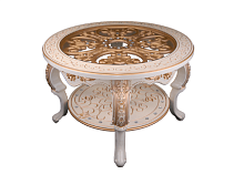 Стол журнальный Версаль круглый (дерево/стекло, крем/золото)