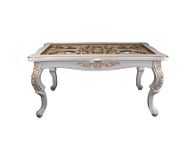 Стол журнальный Версаль прямоугольный (дерево/стекло, крем/золото)