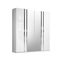 Шкаф 4-х дверный с зеркалом Венеция (белый глянец)