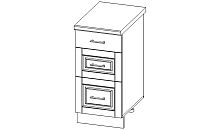 Верона секция напольная с ящиками узкая со столешницей крем глянец