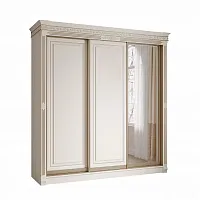 Шкаф-купе 2,40 "Берта" 3ст. Жемчуг, Шампань, Профиль золото