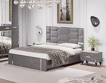 Кровать двуспальная 1.8 м. Мария (велюр серый с серебром)