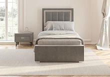 Кровать односпальная 0.9 м. Виктория (велюр серый с серебром)