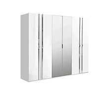Шкаф 6-ти дверный с зеркалом Венеция (белый глянец)