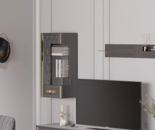 Шкаф навесной Мария (графит с золотом)