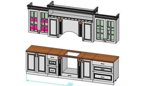 Кухня Верона прямая 3,3м крем глянец фото 2