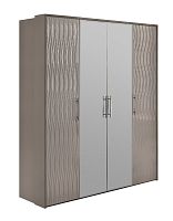Шкаф Гравита 4-створчатый с зеркалом серый камень глянец