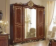 Шкаф 4-х дверный с зеркалами Джоконда (орех глянец)