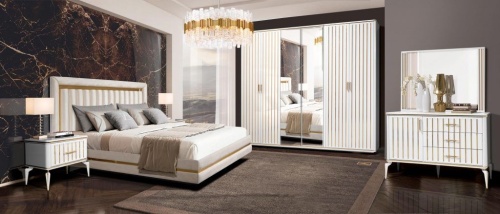 Спальный гарнитур с 6-дверным шкафом Стамбул (белый)