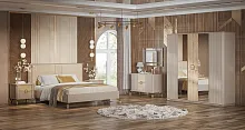 Спальня "Мадрид" (Кровать 1,8; 2 тумбы; Комод с зеркалом; Шкаф 5 дверный)