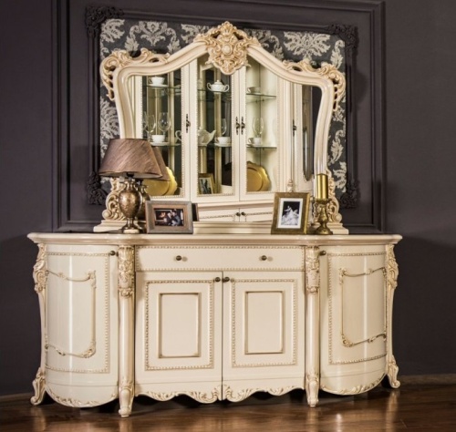 Комод Джоконда крем глянец (с зеркалом)