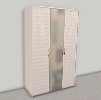 Шкаф Лара 3-створчатый с зеркалом бежевый глянец