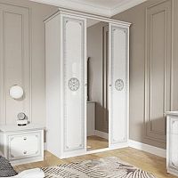 Шкаф 3-х дверный с зеркалами Грация (белый/серебро глянец)