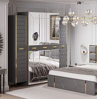 Шкаф для одежды 5-дверный Мария (серый с золотом)