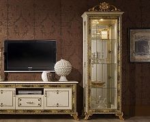 Витрина 1-дверная Катя (беж/золото глянец)