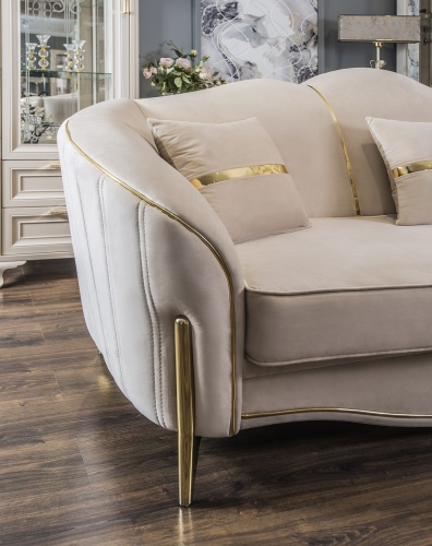 Диван Лара 2х местный бежевый золото фото 5