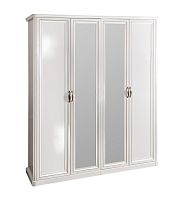 Шкаф Натали 4-створчатый с зеркалом белый глянец