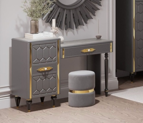 Стол туалетный Мария (серый с золотом)