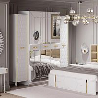 Шкаф для одежды 5-дверный Мария (белый с золотом)