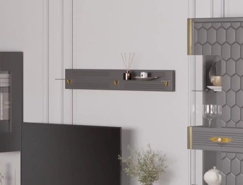 Полка навесная Мария (графит с золотом)