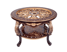 Стол журнальный Версаль круглый (дерево/стекло, орех/золото)