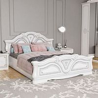 Кровать двуспальная 160×200 Грация (белый/серебро глянец)