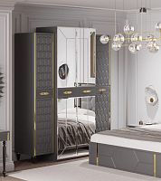 Шкаф для одежды 4-дверный Мария (серый с золотом)