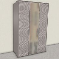 Шкаф Гравита 3-створчатый с зеркалом серый камень глянец