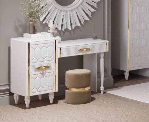 Стол туалетный Мария (белый с золотом)