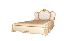 Царская двуспальная кровать Дольче Вита СДВ-03 180×200, (слоновая кость с золотом), МДФ, капитоне