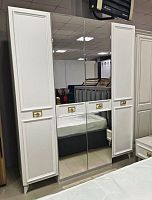 Шкаф для одежды 4-дверный Виктория (белый с золотом)