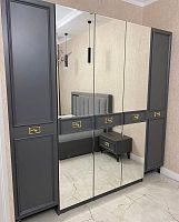 Шкаф для одежды 5-дверный Виктория (графит с золотом)