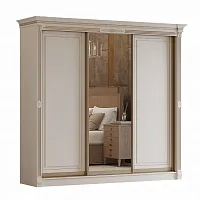 Шкаф-купе 2,40 "Камелия" 3ст. Крем, Шампань, Профиль серебро