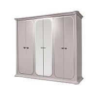 Шкаф 6-ти дверный с зеркалом Вена (белый/серебро)