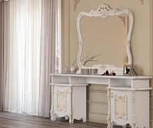 Туалетный стол с зеркалом Рафаэлла (слоновая кость/крем матовый)
