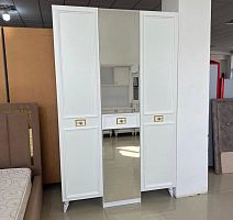 Шкаф для одежды 3-дверный Виктория (белый с золотом)