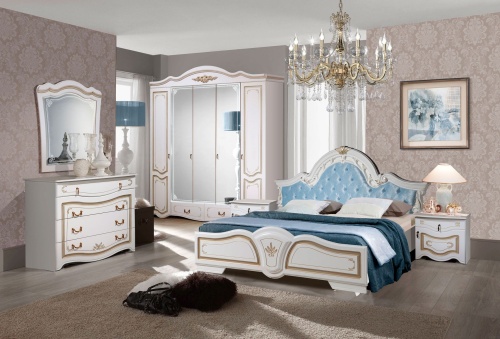 Спальня Рим 5.2П с голубым изголовьем фото 2