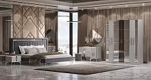 Спальня "Грация" (Кровать 1,6; 2 тумбы; Туалетный стол с зеркалом и пуфом; Шкаф 4 дверный)