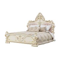 Кровать двуспальная Людовик СЛ-03, 180×200, МДФ, мягкое изголовье, капитоне, ППУ, патина, (без ортопеда и матраса)