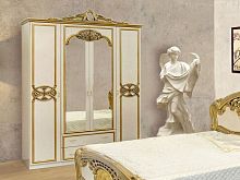 Шкаф 4-х дверный с зеркалами Ольга (беж/золото)