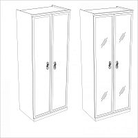 Натали секция 2-ств с зеркалом белый глянец