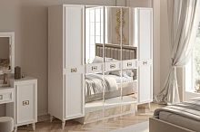 Шкаф для одежды 5-дверный Виктория (белый с золотом)