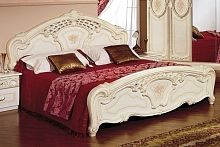 Кровать двуспальная 160х200, МДФ, ППУ, Роза (беж глянец)